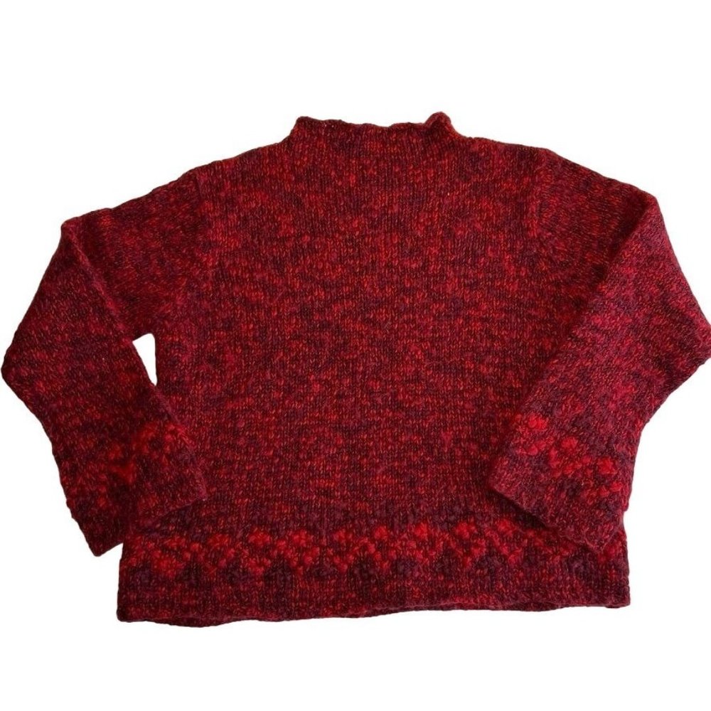 Field Gear wool blend,‎ women's LG, acrylic wool, red multicolor sweater